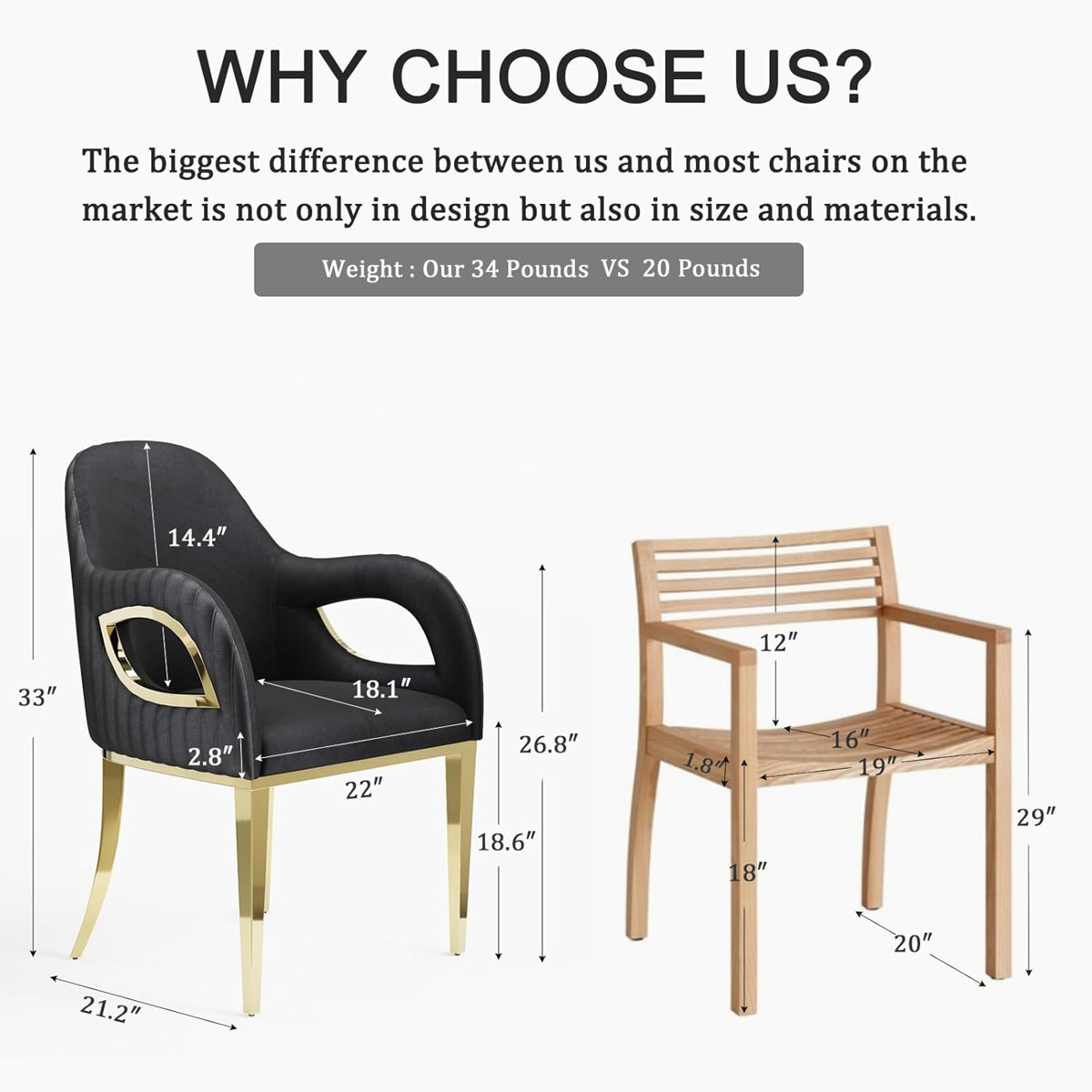 Tufted Velvet Dining Chair Set with Gold Legs - Beige & Gold